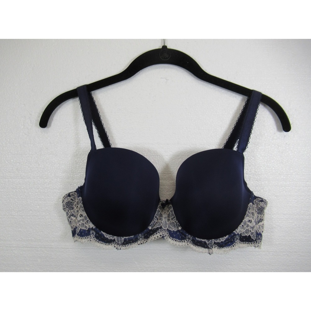Panache Clara Moulded Sweetheart Bra 34DD Blue Underwire Lace 7251